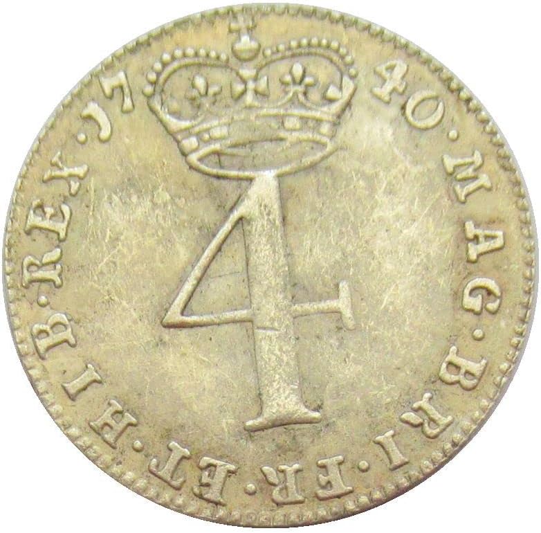 Британска Възпоменателна Монета в 4 пенса 1735, 1740 г., Копие от Чуждестранна Възпоменателни монети