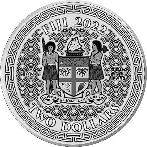 2022 DE Модерна Възпоменателна монета PowerCoin Годината на Тигъра 1 Унция Сребърна монета 2 долара Фиджи 2022 BU Брилянт Без лечение