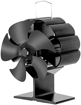 Uongfi 5 Остриета Черен Вентилатор за полицата за печки с топлинна захранването Вентилатор за дърва горелки Ефективно разпределение на