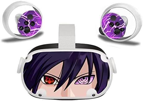 Лилаво кожата Ninja Аниме Eyes за слушалки Oculus Quest 2 – VR и 2 контролери | Защитен, Лъскав, ламиниран винил с трайно лепило | Лесна инсталация и настройка | Произведено в САЩ