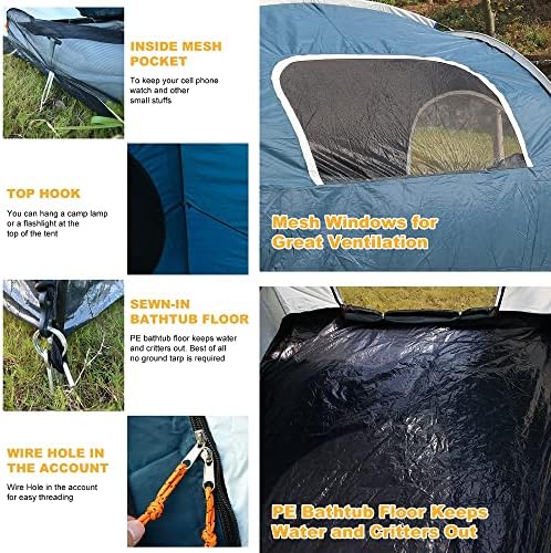 Навесная палатка за suv за къмпинг -Капацитет до 6-8 души, Автомобили палатка включва и дъждобран и чанта за съхранение, Универсална